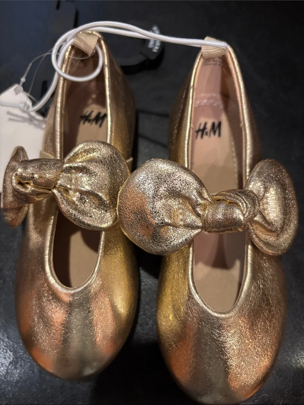 H&M Metallic Gold Bow Ballet Flats for Kids